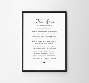 The One Personalised Poem Wedding Print, 3 of 11