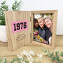 Personalised Year Milestone Wooden Book Frame For Birthday Or Anniversary Gift, thumbnail 1 of 8