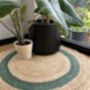 Green Border Round Jute Rug, thumbnail 1 of 4