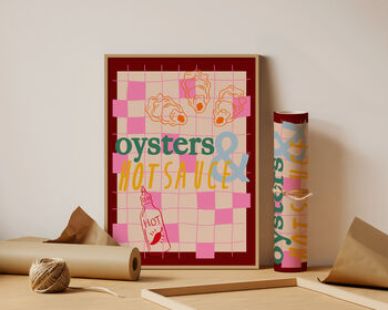 Oysters And Hot Sauce Colourful Art Print, 2 of 3