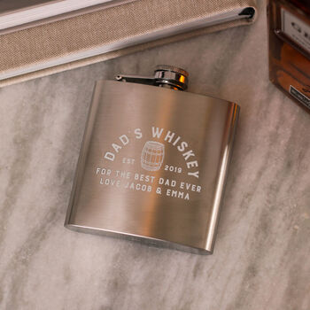 Personalised Whiskey Hip Flask Gift For Dad, 3 of 4