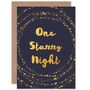 One Starry Night Blue Gold Sparkle Christmas Card, thumbnail 1 of 4