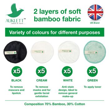 Multicolour Pack Of Reusable Bamboo Cotton Pads, 4 of 12