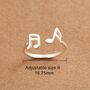 Sterling Silver Adjustable Music Note Ring, thumbnail 4 of 5