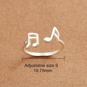Sterling Silver Adjustable Music Note Ring, 4 of 5