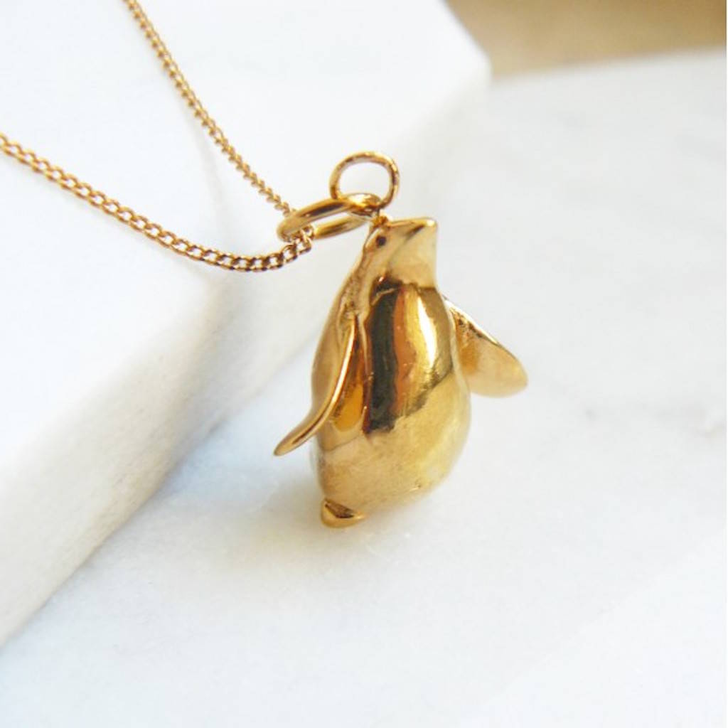gold penguin necklace
