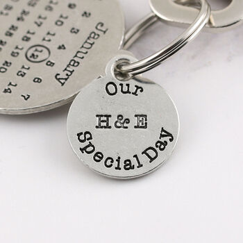 Anniversary Gift Special Day Calendar Round Keyring, 4 of 10