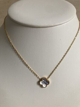 Double Sided Grey Iridescent Single Clover Necklace, 4 of 6