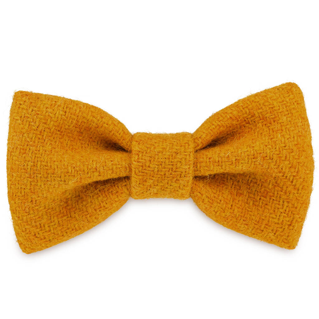 Honey Sunflower Harris Tweed Dog Bow Tie, 1 of 5
