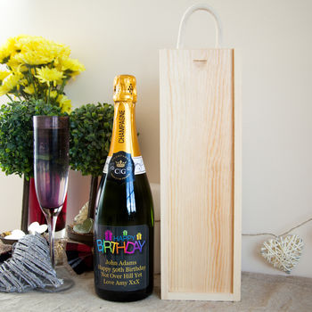 Luxury Champagne With Personalised Black Birthday Label, 6 of 7