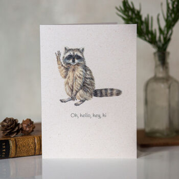 Cute Raccoon Thinking Of You Give Back Card, 2 of 4