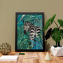 Zebra In The Gold And Green Jungle Leaves Art Print, thumbnail 2 of 4