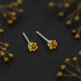 Sterling Silver Citrine Micro Stud Earrings, thumbnail 3 of 4