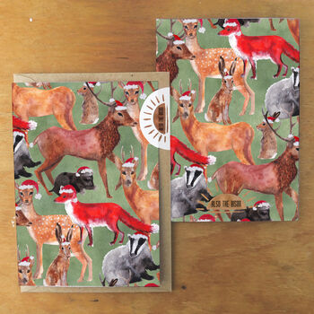 Christmas Sylvan Forest Animals Print Greetings Card, 3 of 7
