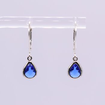 Sapphire Blue Teardrop Leverback Earrings, 5 of 7