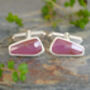 Pink Sapphire Cufflinks In Sterling Silver, thumbnail 1 of 3