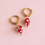 Glass Strawberry Huggie Hoops, thumbnail 2 of 7