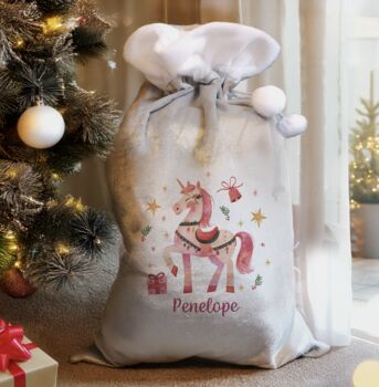 Personalised Velvet Unicorn Stocking Or Sack, 2 of 7