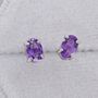 Natural Amethyst Purple Stud Earrings Sterling Silver, thumbnail 6 of 10