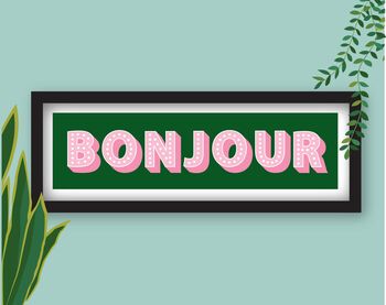 Framed Bonjour Typography Print, 5 of 8