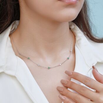 Sterling Silver Cz Trio Necklace, 7 of 11