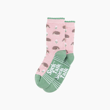 Hedgehog Floral Fluffy Bamboo Socks In Pink, 3 of 4