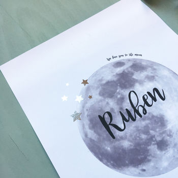Personalised To The Moon Baby Birth Print, 2 of 2
