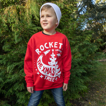 Rocket Around The Christmas Tree Boys' Christmas Jumper, 3 of 4