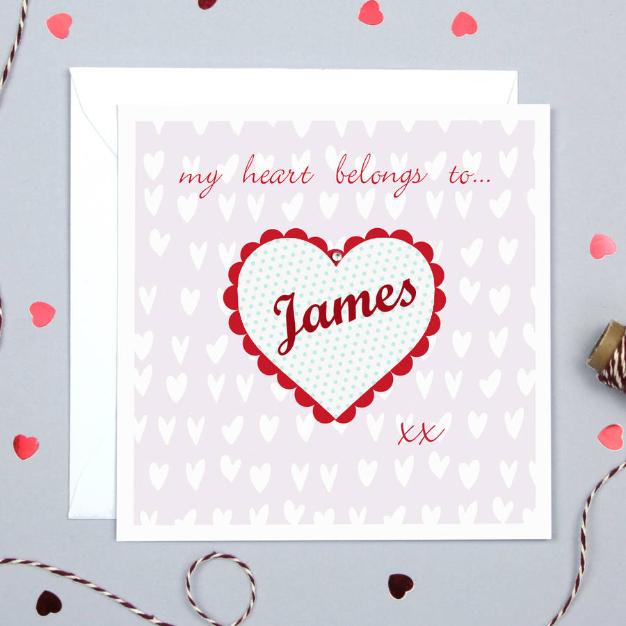 personalised name valentine's cardmolly moo designs