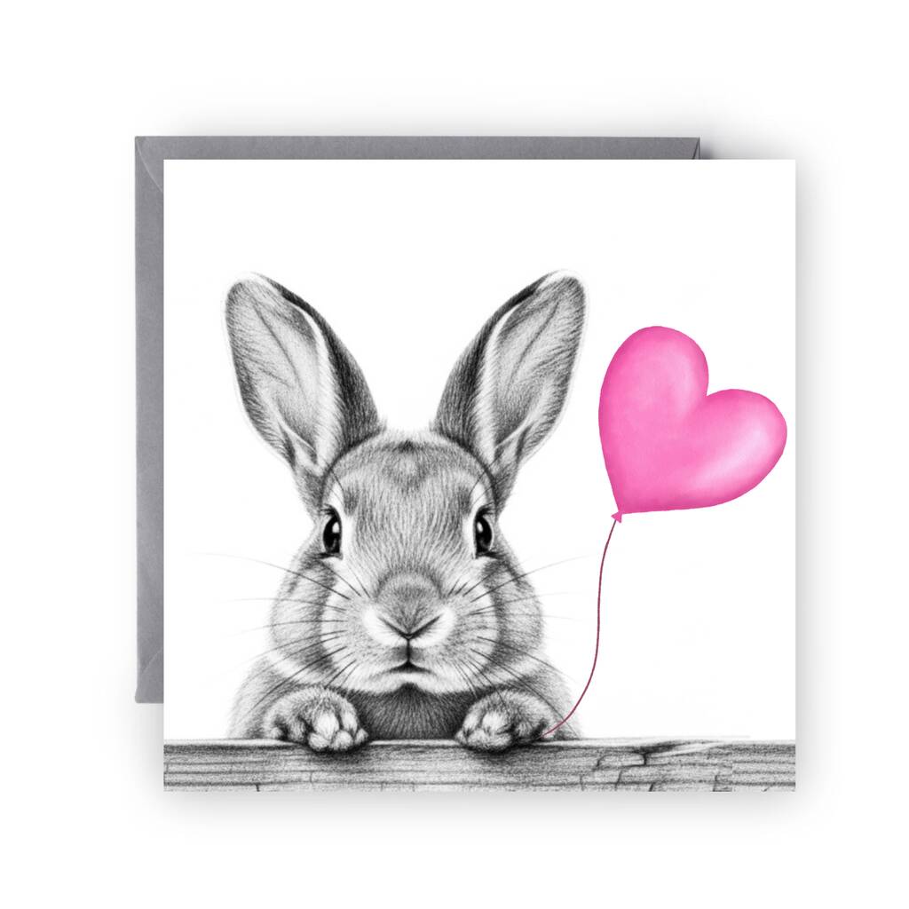 Cute Bunny Balloon Birthday Card, 1 of 4
