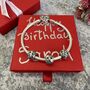 March Birthstone Charm Personalised Silver Bracelet, thumbnail 5 of 9
