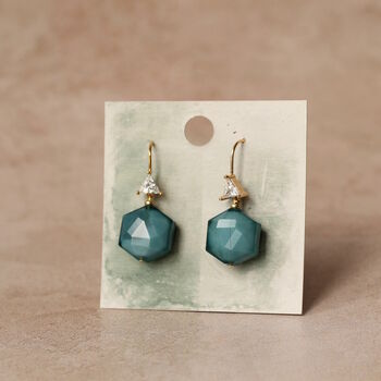 Pine Green Hexagon Jewel Earrings, 4 of 8