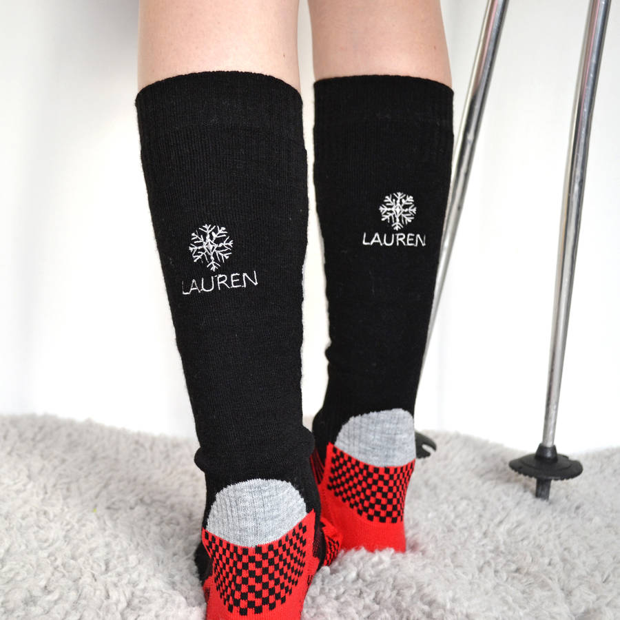 Personalised Women's Snowflake Ski Socks, 1 of 4