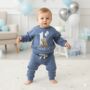 Personalised 1st Birthday Tracksuit Blue Teddy One Today, thumbnail 1 of 6