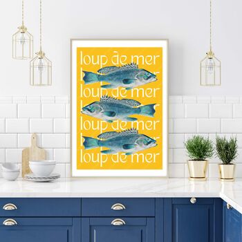 Sea Bass Print On Typography Background, 2 of 3