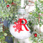 Red Initial And Snowflake Christmas Tree Bauble, thumbnail 1 of 3