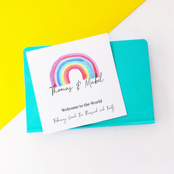 Personalised New Baby Rainbow Card, 2 of 2
