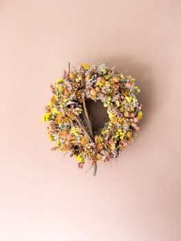 Dried Flower Wreath With Yellow And Pink, 2 of 5