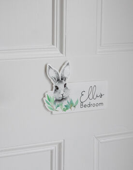 Personalised Woodland Bunny Bedroom Door Sign Plaque, 2 of 5