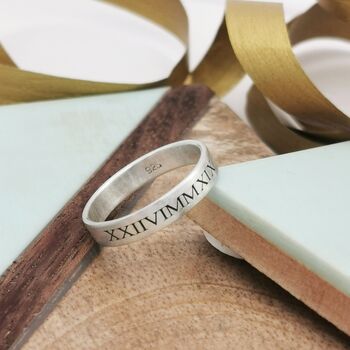 Roman Numerals Silver Band Ring, 4 of 9