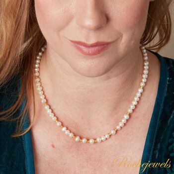 White Pearl And Gold Silver Bead Short Layering Necklace, 4 of 9