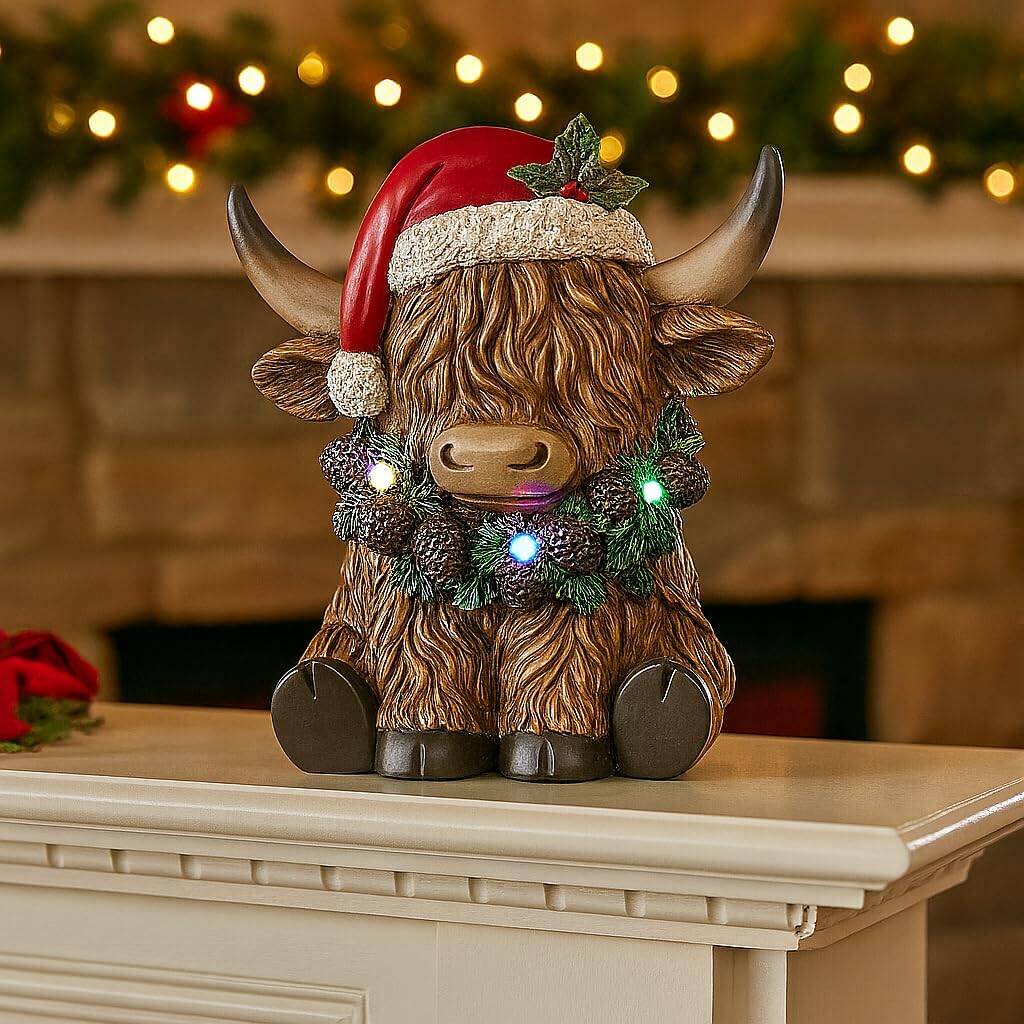 Christmas Highland Cow LED Ornament