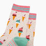 Ice Cream Cone Bamboo Socks In Cream, thumbnail 2 of 4