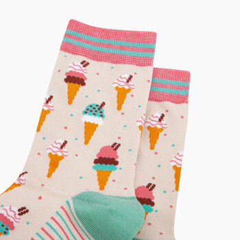 Ice Cream Cone Bamboo Socks In Cream, 2 of 4