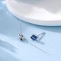 Double Trapezoid Sapphire Blue Cz Screw Back Earrings, thumbnail 2 of 12