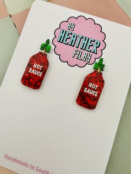 Hot Sauce Glitter Resin Earrings, 2 of 4