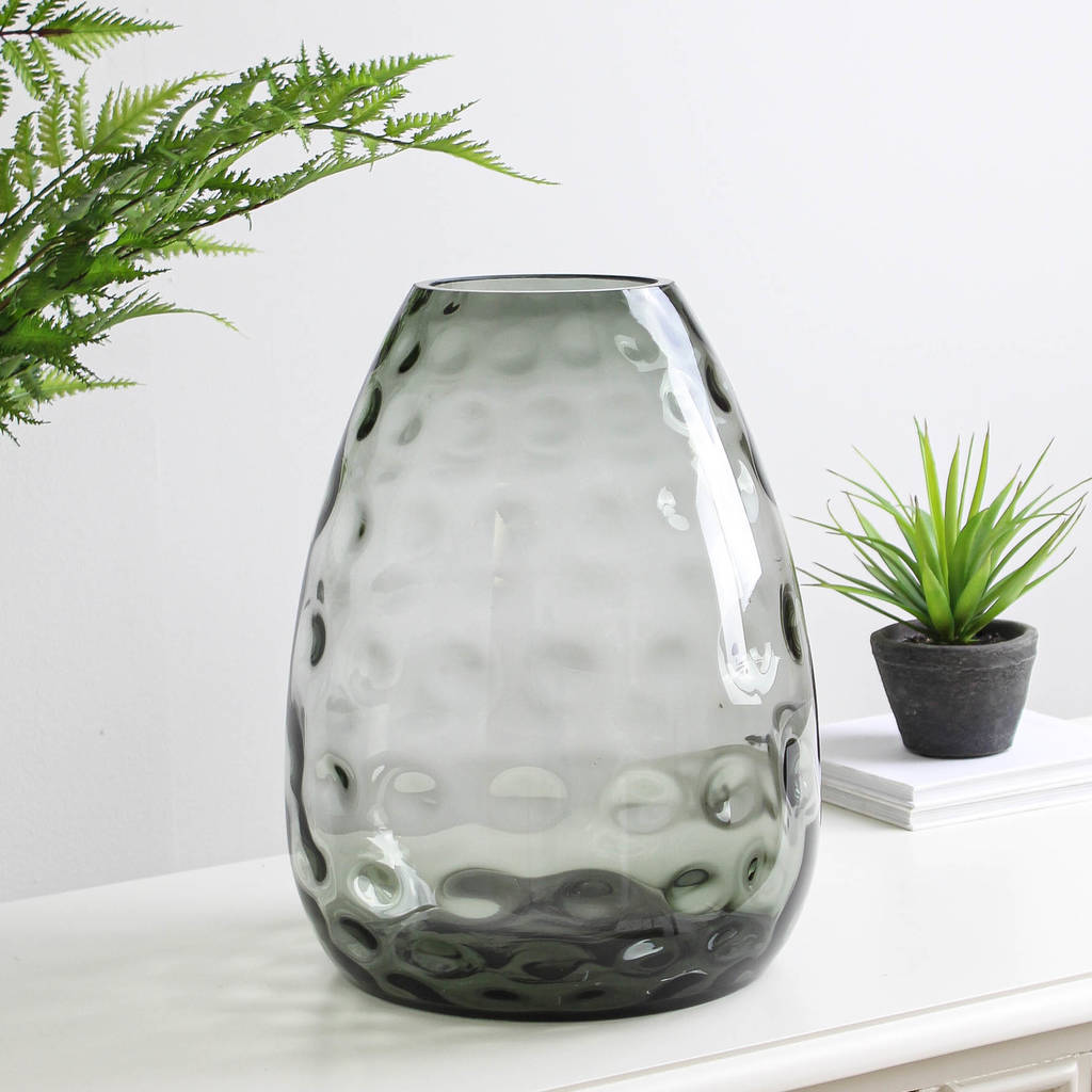 large smoked glass dimple vase by marquis & dawe