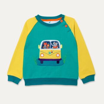 Organic Cotton Kids Sweatshirt With Campervan Appliqué, 3 of 6
