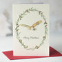 Owl And Wreath Christmas Card, thumbnail 1 of 4