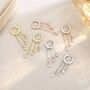 Sterling Silver Dangle Cz Crystal Huggie Hoop Earrings, thumbnail 7 of 11